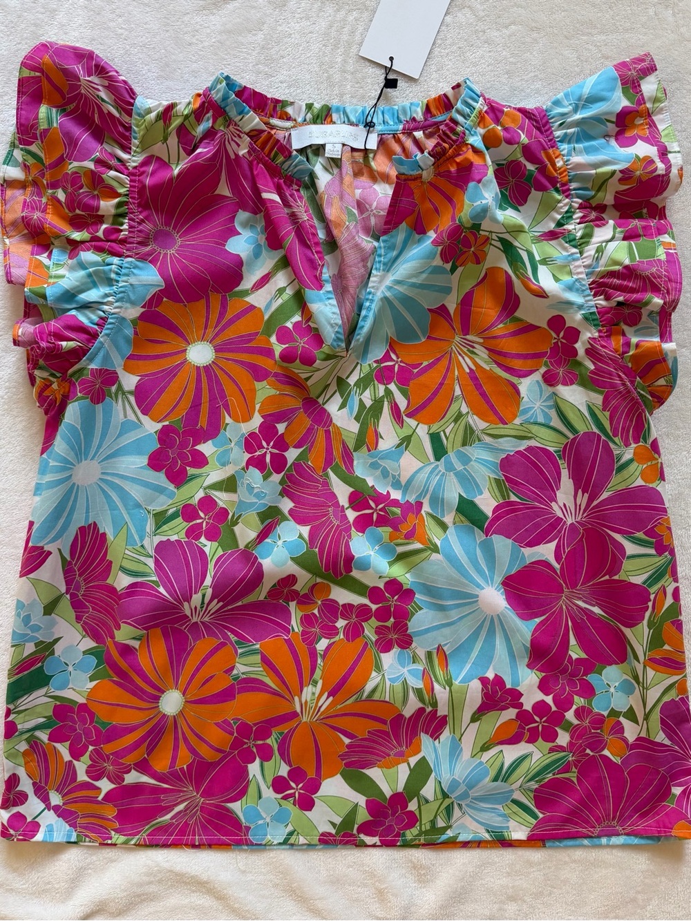 Sugarlips Floral Ruffle Sleeve Women's Top - Runs Large-NWT